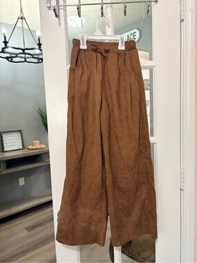SHEIN Brown Wide Leg Corduroy Kids Casual Pants